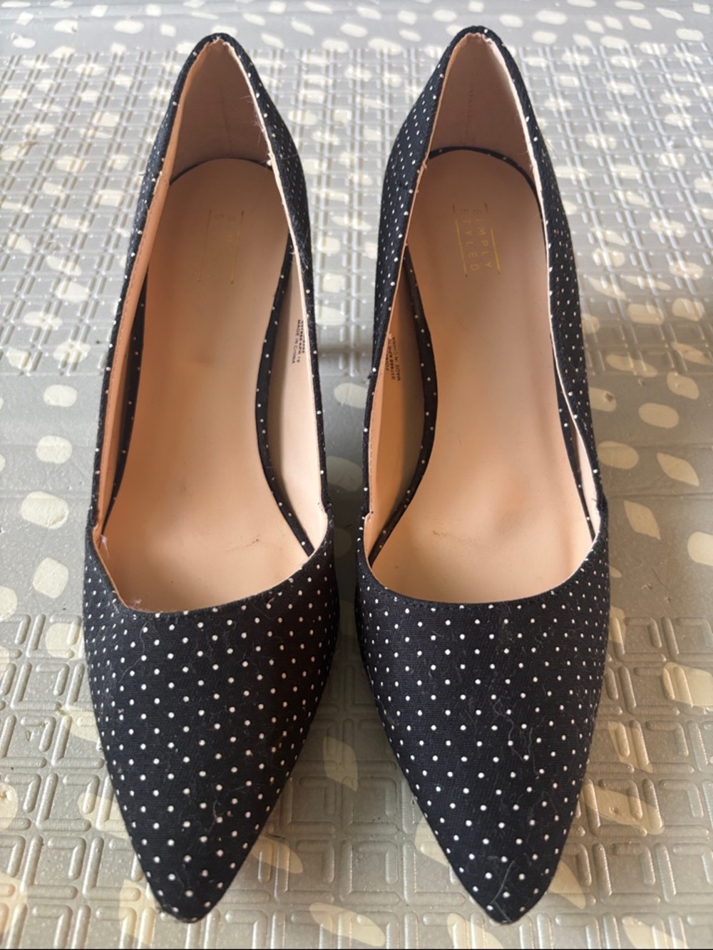 Black Polka Dot Pointed-Toe Heels